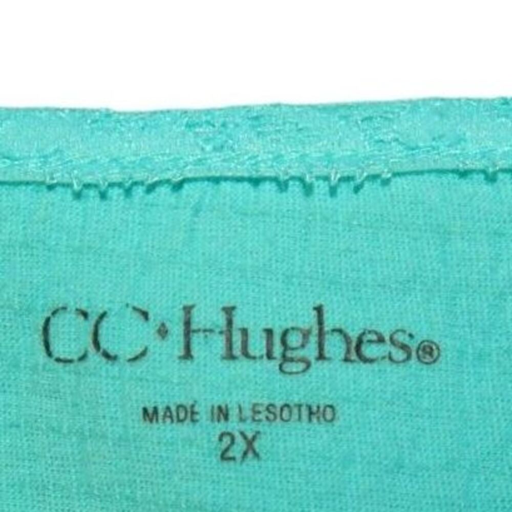 CC HUGHES women's plus size 2X xx-large teal blue short sleeve shirt top t-shirt - Picture 3 of 7